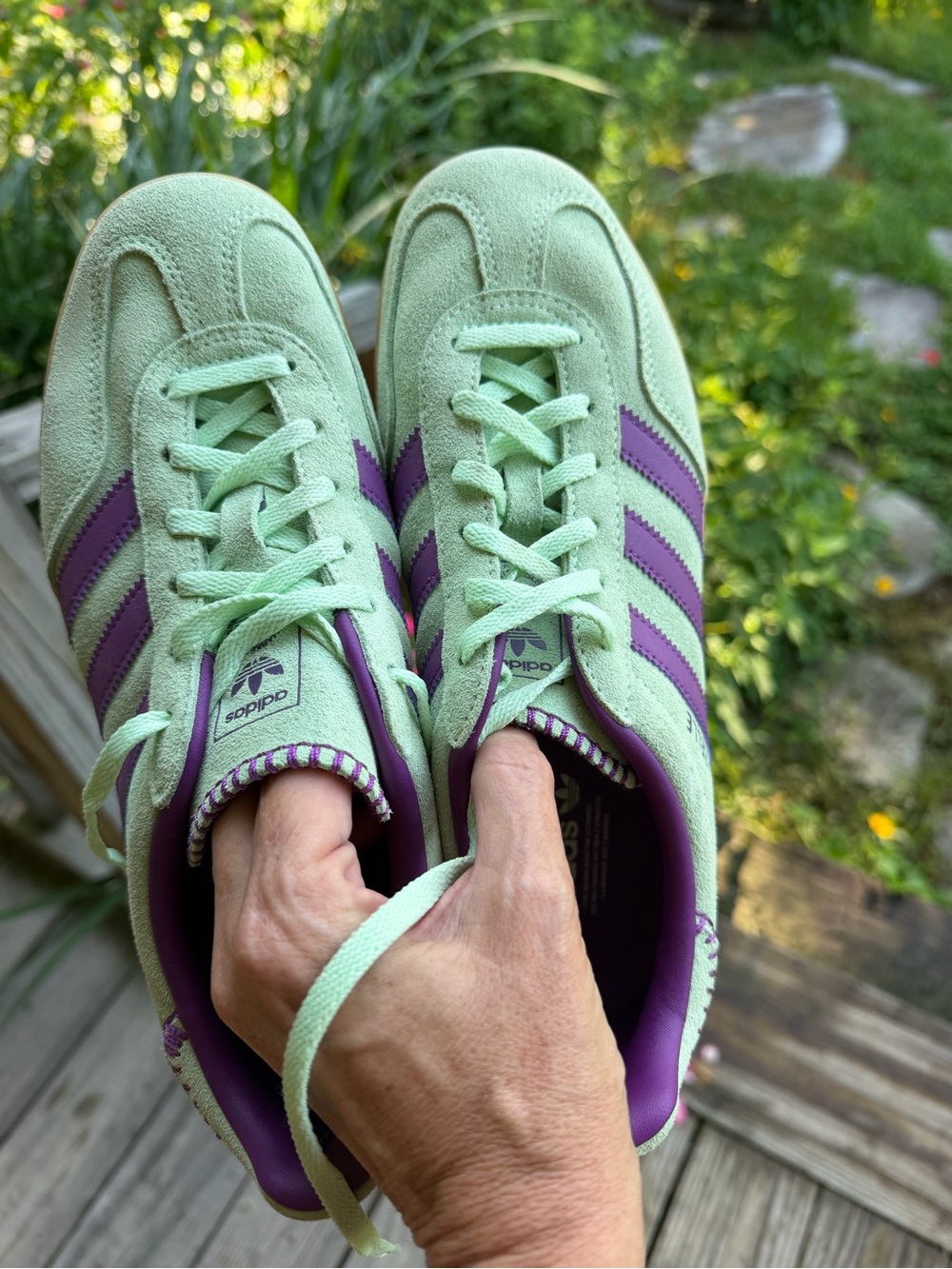 adidas Gazelle Women’s Mint Green & Purple Suede Sneakers - Picture 7 of 11